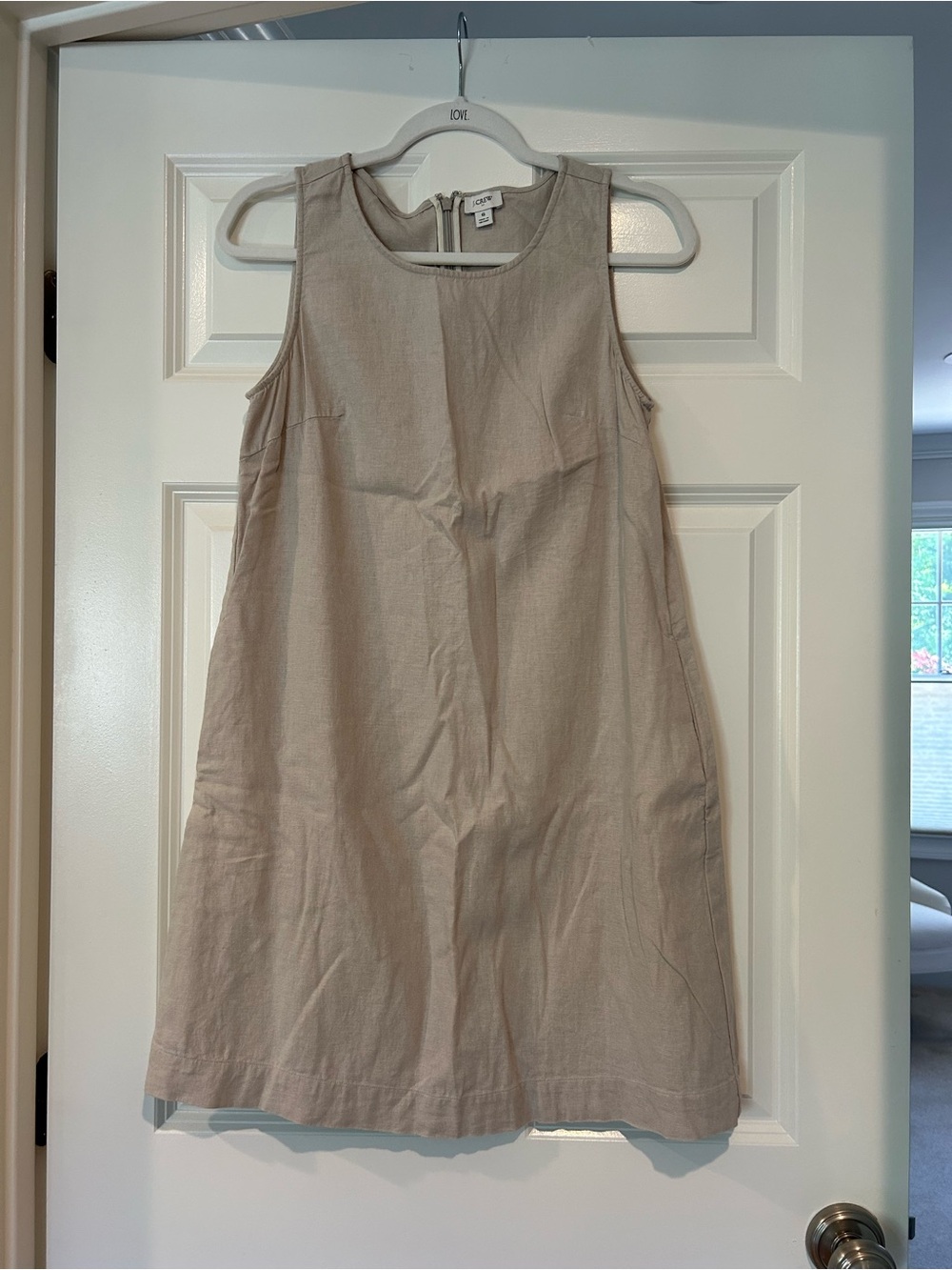 J. Crew Sleeveless Linen-Blend Midi Dress in Light Taupe
